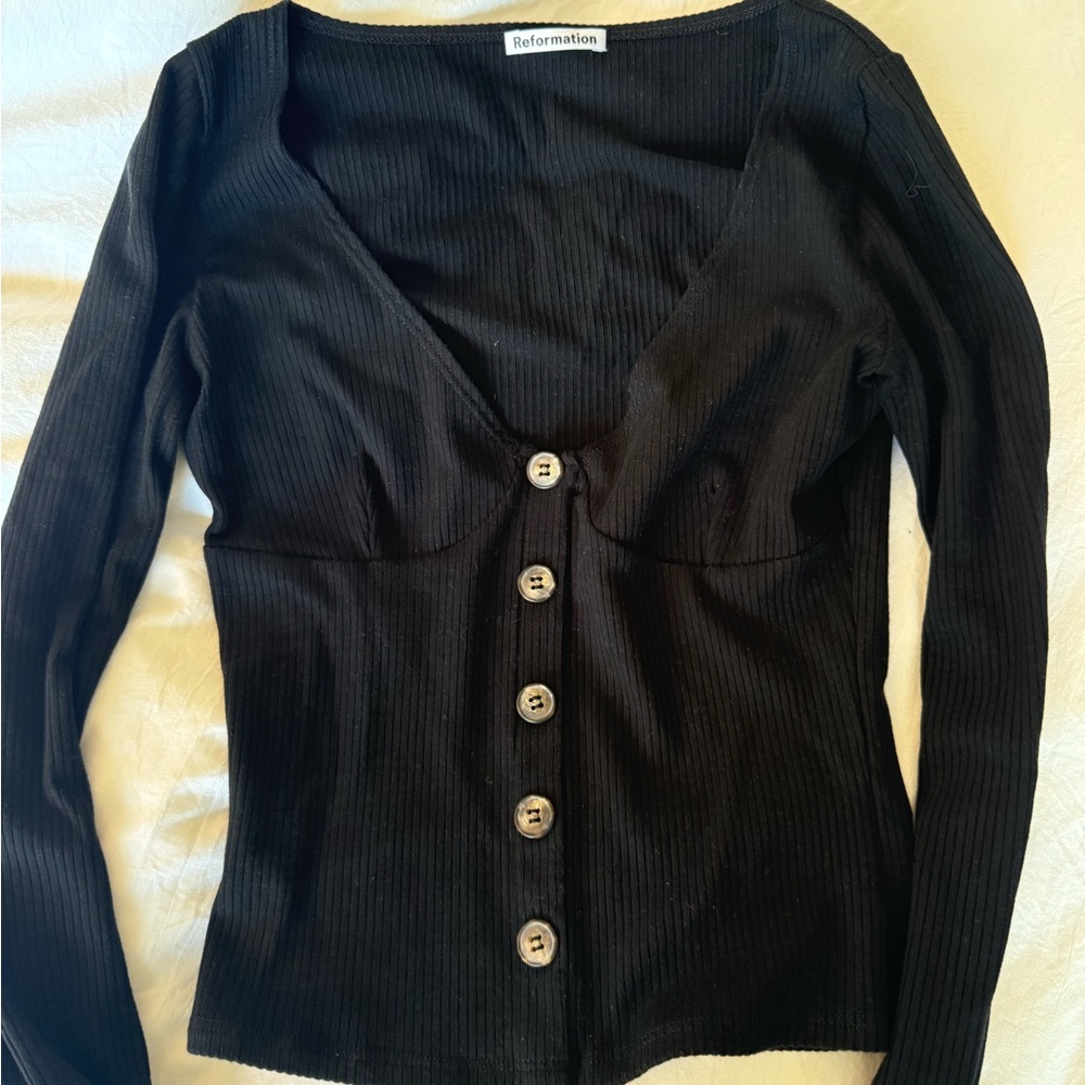 Reformation Ribbed Button-Up Top - Picture 2 of 4